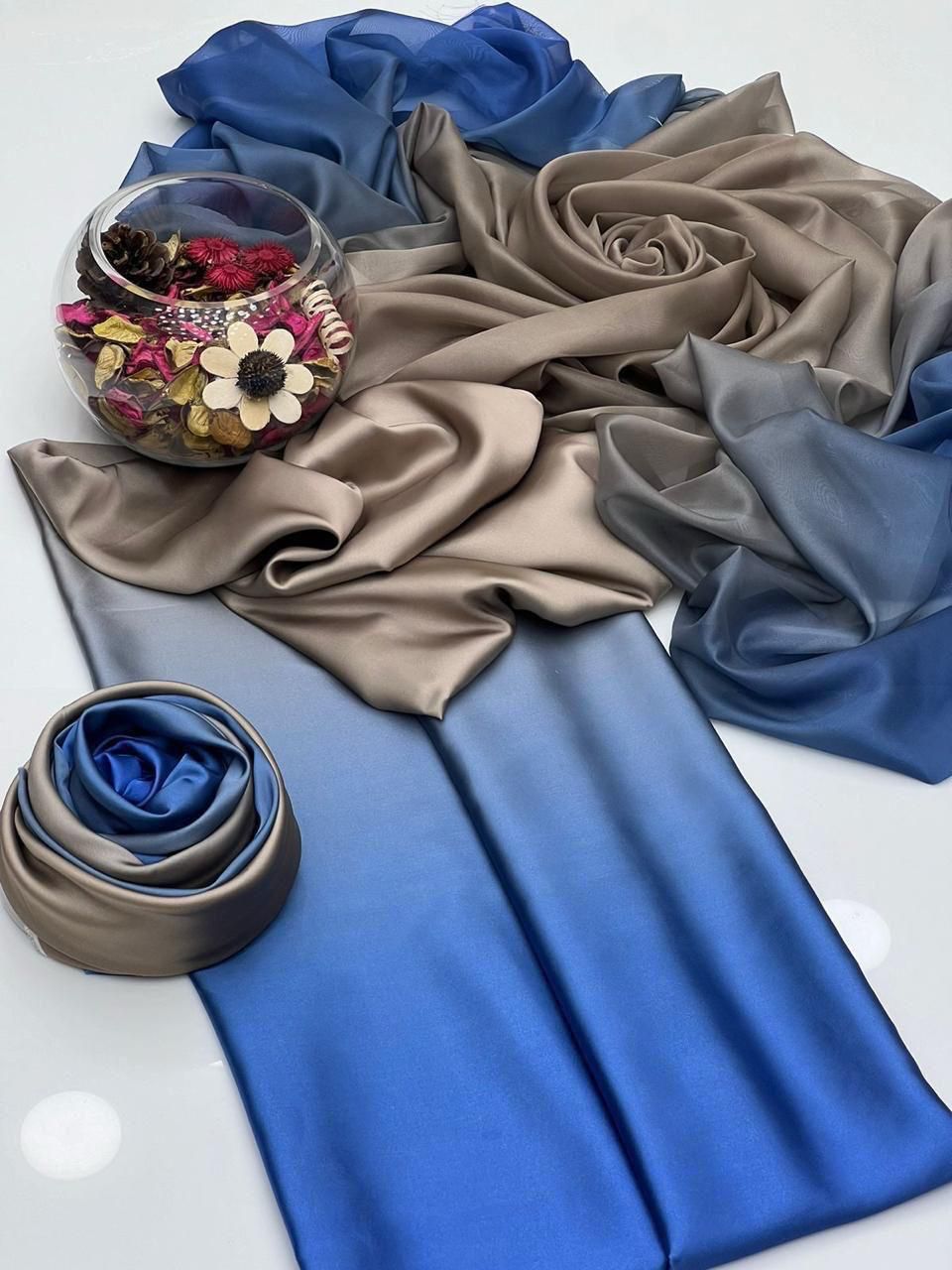Sea Blue Shamoze Silk 2 Tone