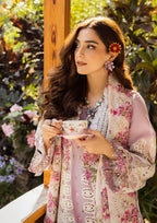 03-Piece Embroidered Cotton Suit With Silk Dupatta | Unstitched