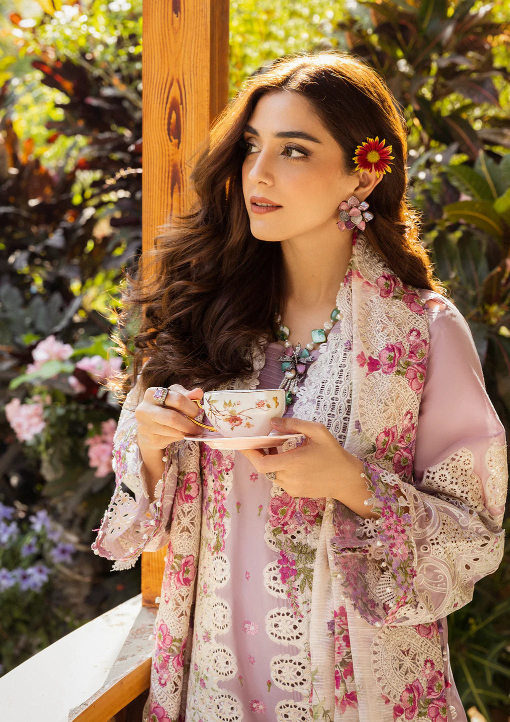 03-Piece Embroidered Cotton Suit With Silk Dupatta | Unstitched