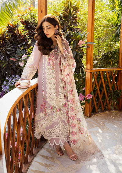03-Piece Embroidered Cotton Suit With Silk Dupatta | Unstitched