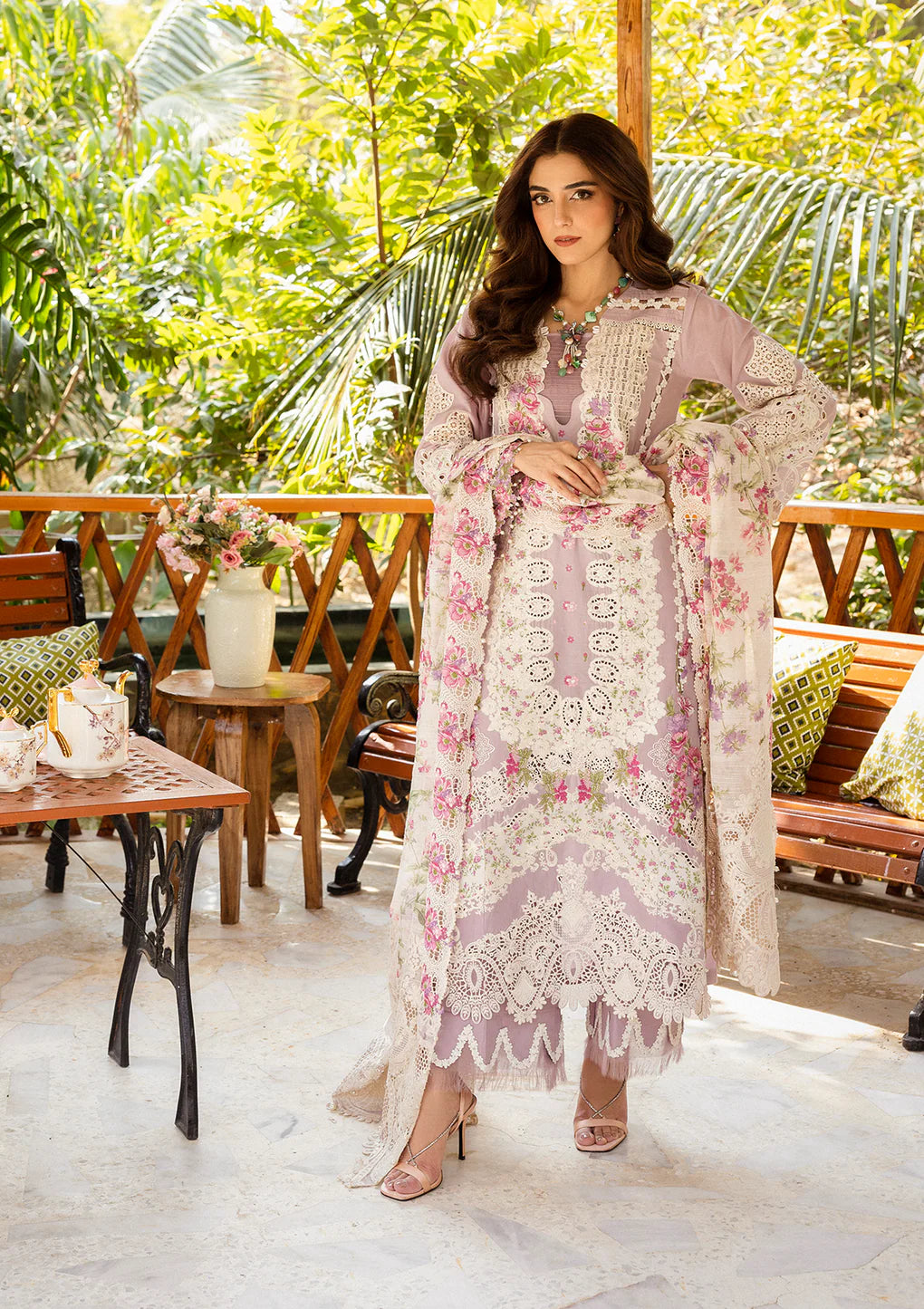 03-Piece Embroidered Cotton Suit With Silk Dupatta | Unstitched
