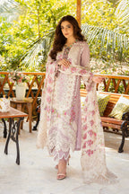 03-Piece Embroidered Cotton Suit With Silk Dupatta | Unstitched