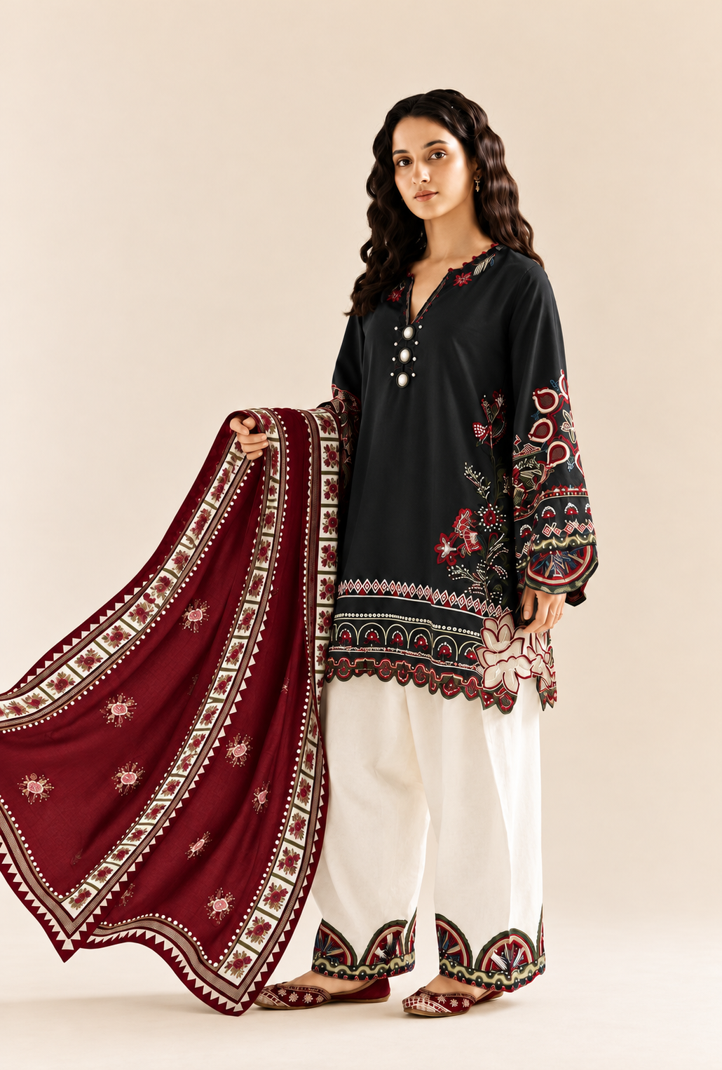 Hibaana – Noir Bloom Embroidered Lawn Suit