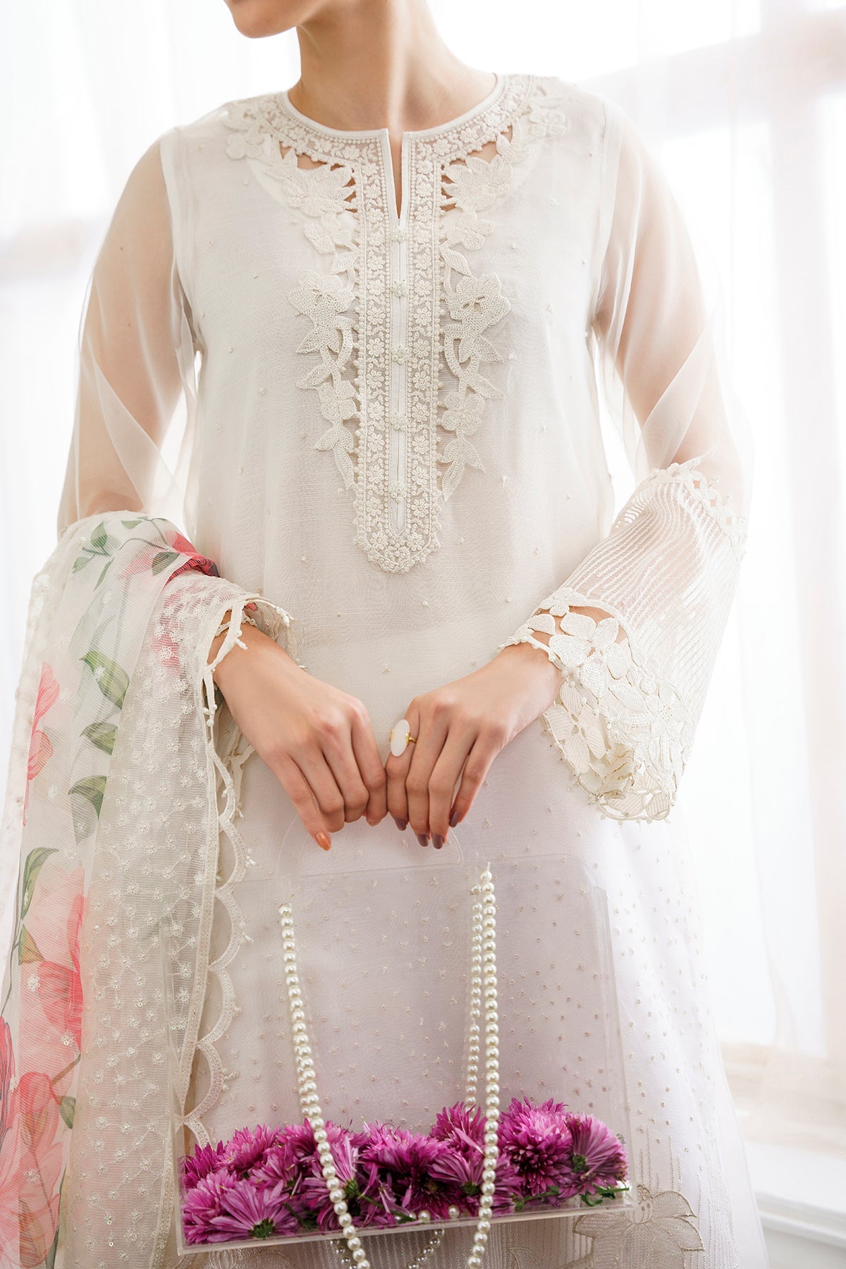 BAROQUE LUXURY ORGANZA 3PIECE  UNSTITCHED DREES