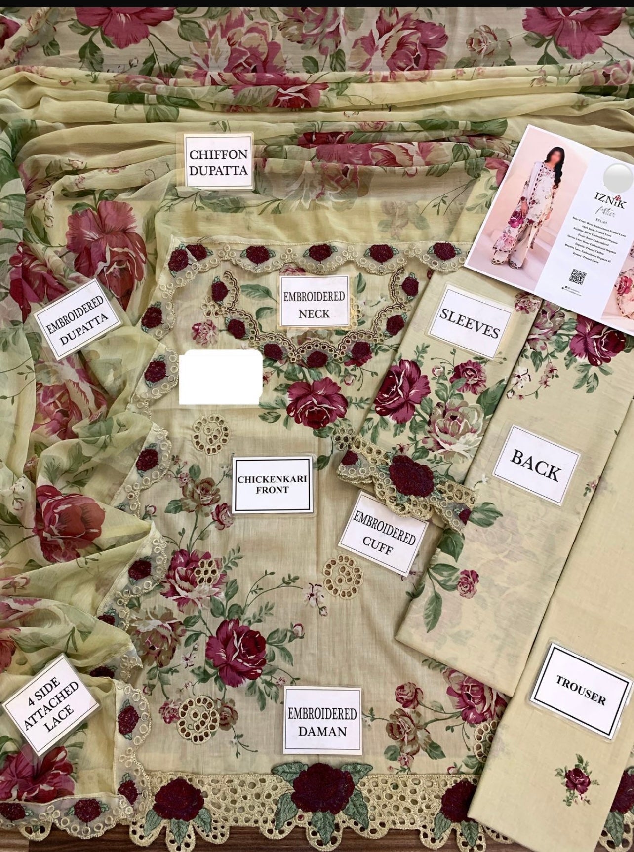 Iznik lawn 3 piece unstitched dres