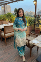 Teal & Mint Ombre - 03 Piece Silk Suit | Unstitched