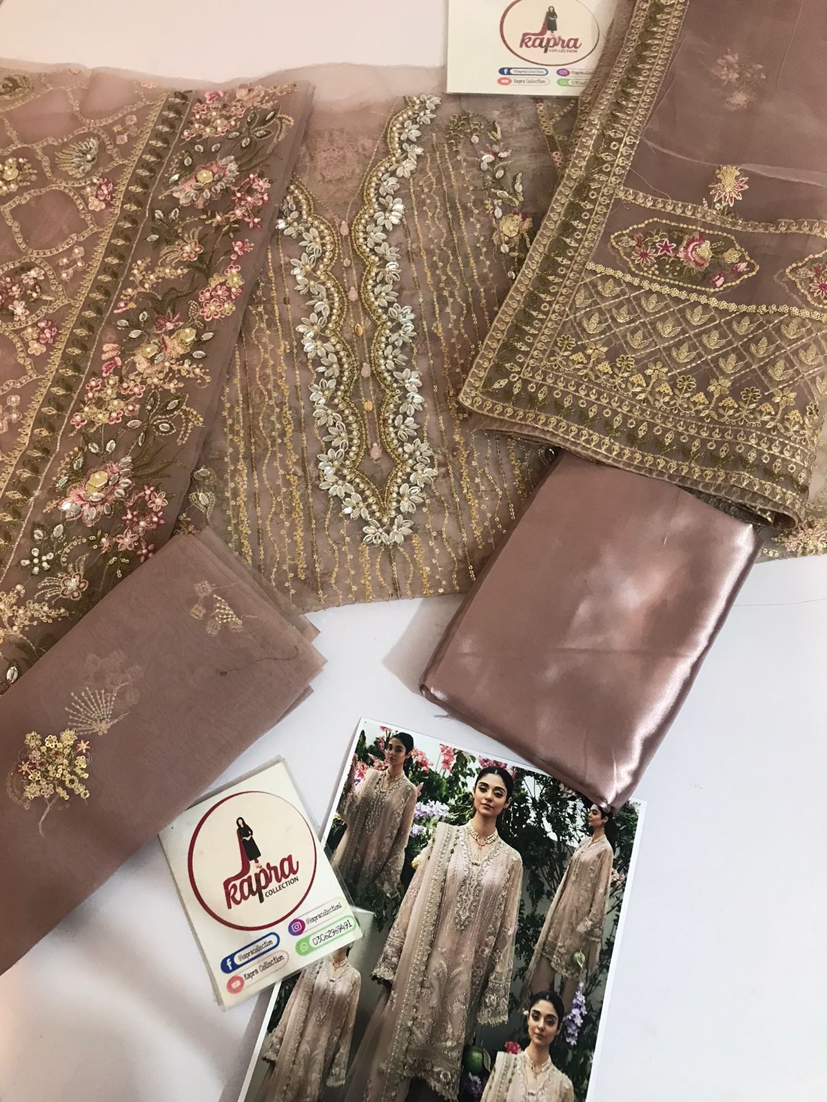 Organza unstitched suit formal wear by Kapra Collection