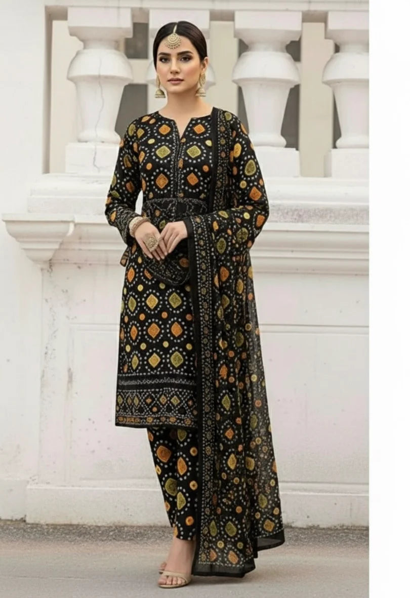 Chunri Printe Lawn Unstitched Dress