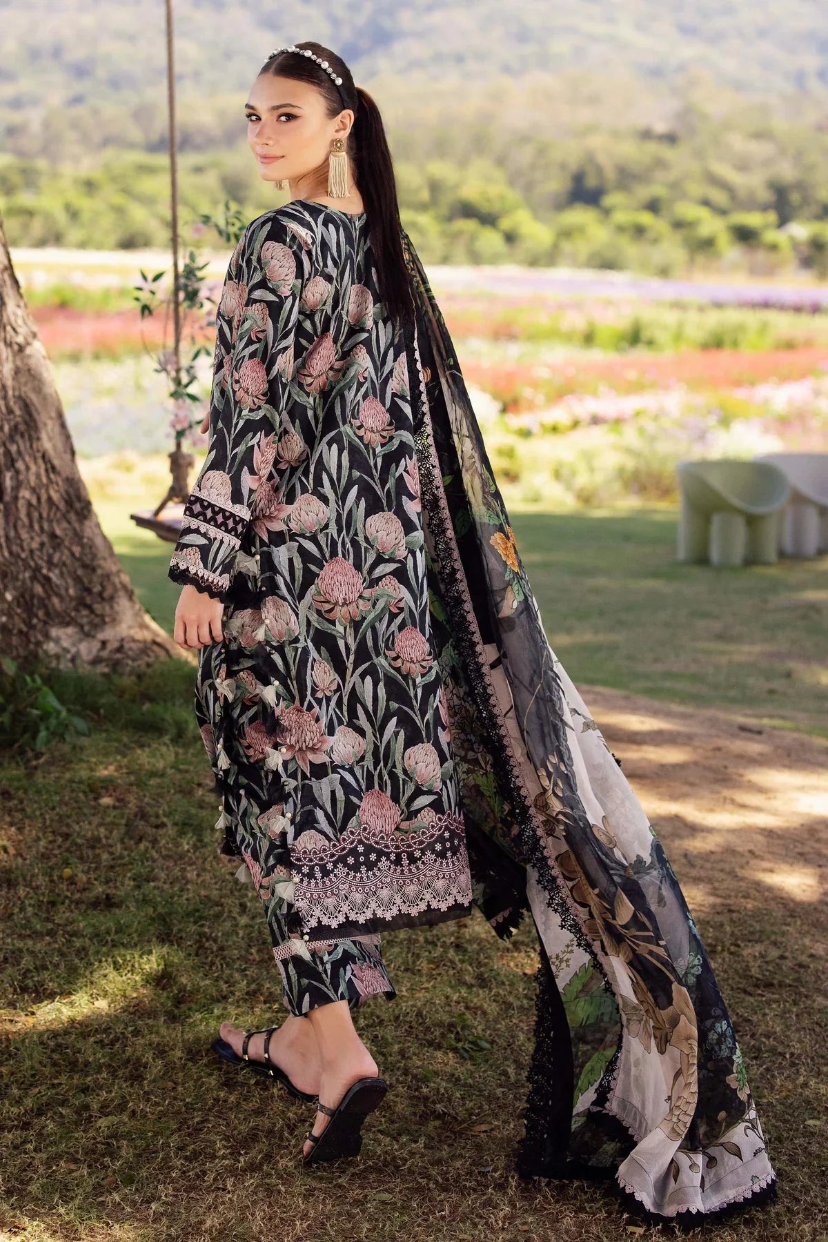 Mishal – Embroidered Digital Lawn & Chiffon 3 Piece Suit | Unstitched