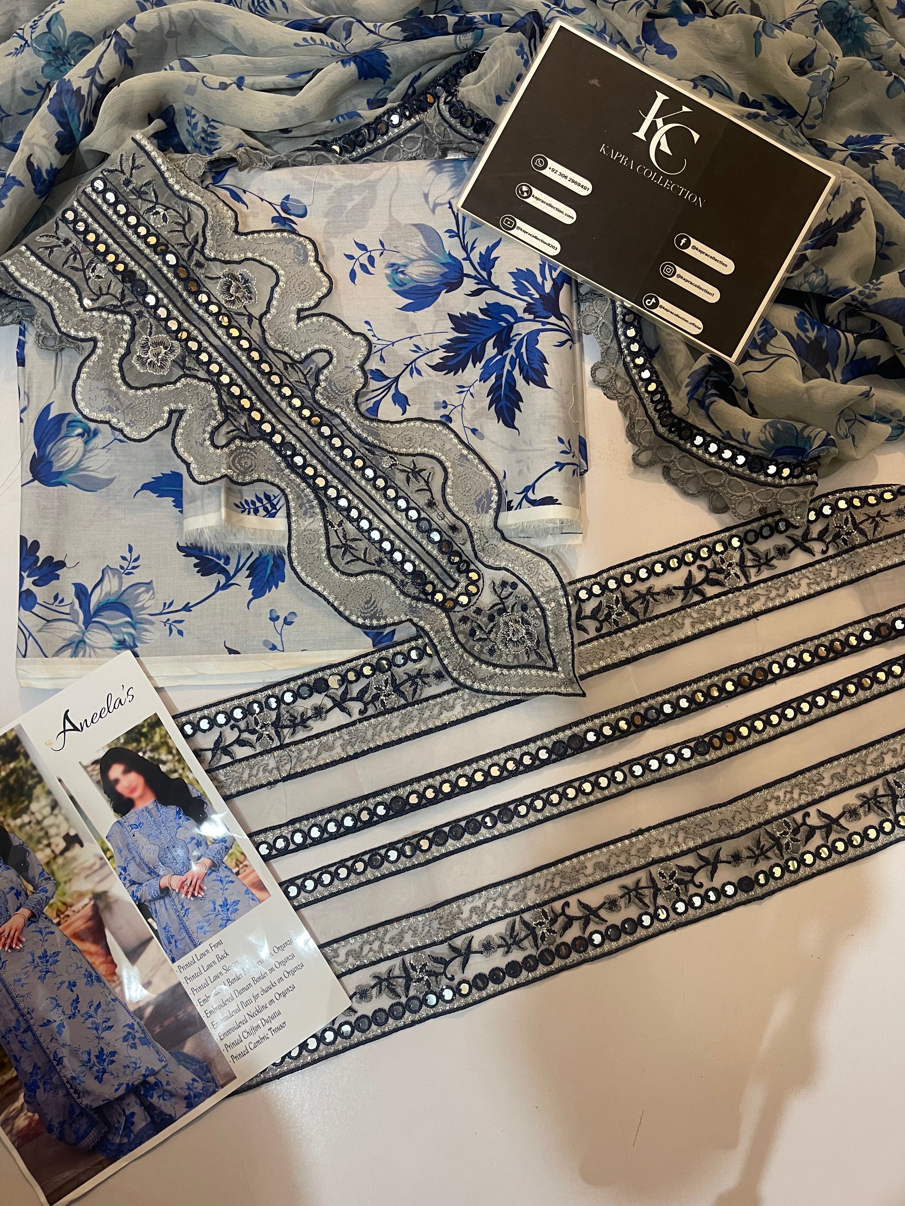 03-Piece Embroidered Lawn Digital Print Dress