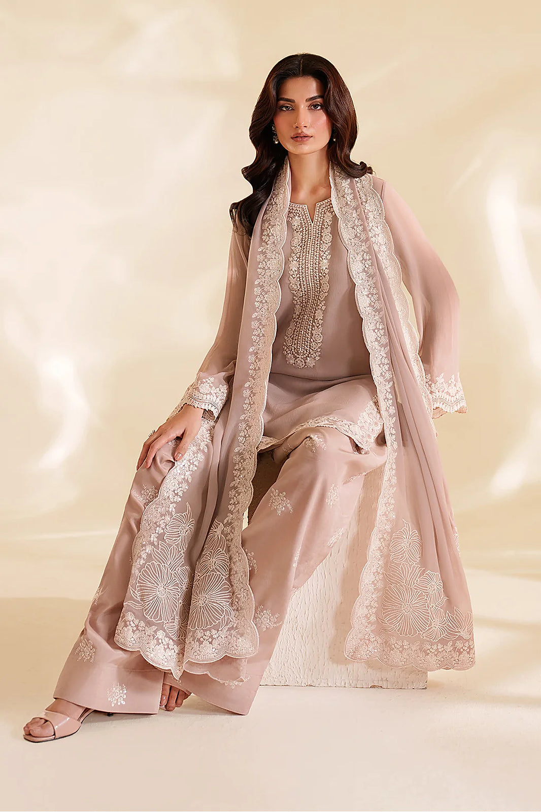 Mehrin – Iznik Inspired Taupe Chiffon Suit