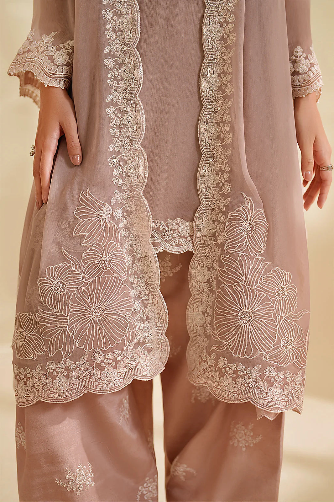 Mehrin – Iznik Inspired Taupe Chiffon Suit
