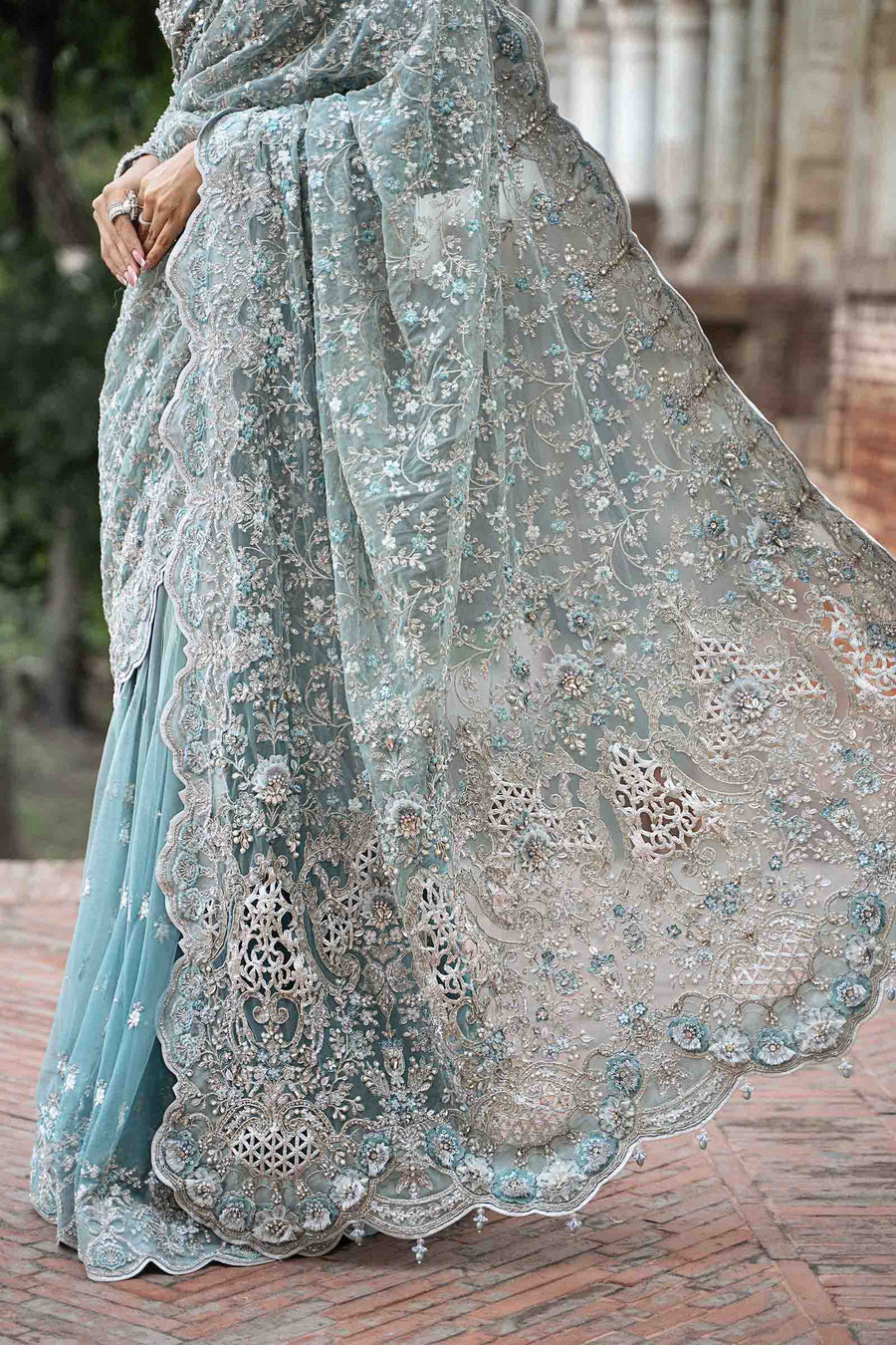 MARIA B | PREMIUM HAND EMBELLISHMENTE EMBROIDERED NET SAREE