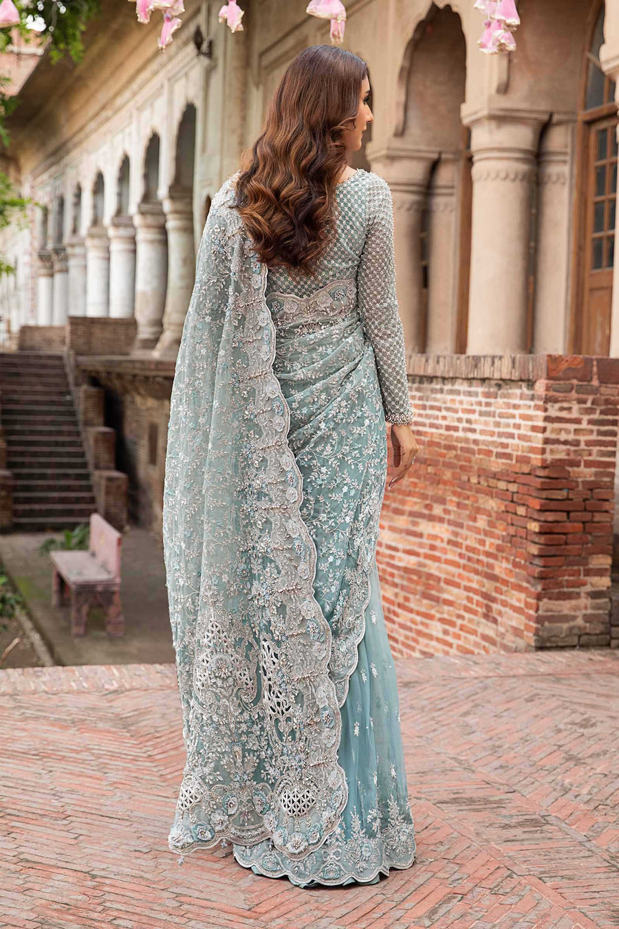 MARIA B | PREMIUM HAND EMBELLISHMENTE EMBROIDERED NET SAREE