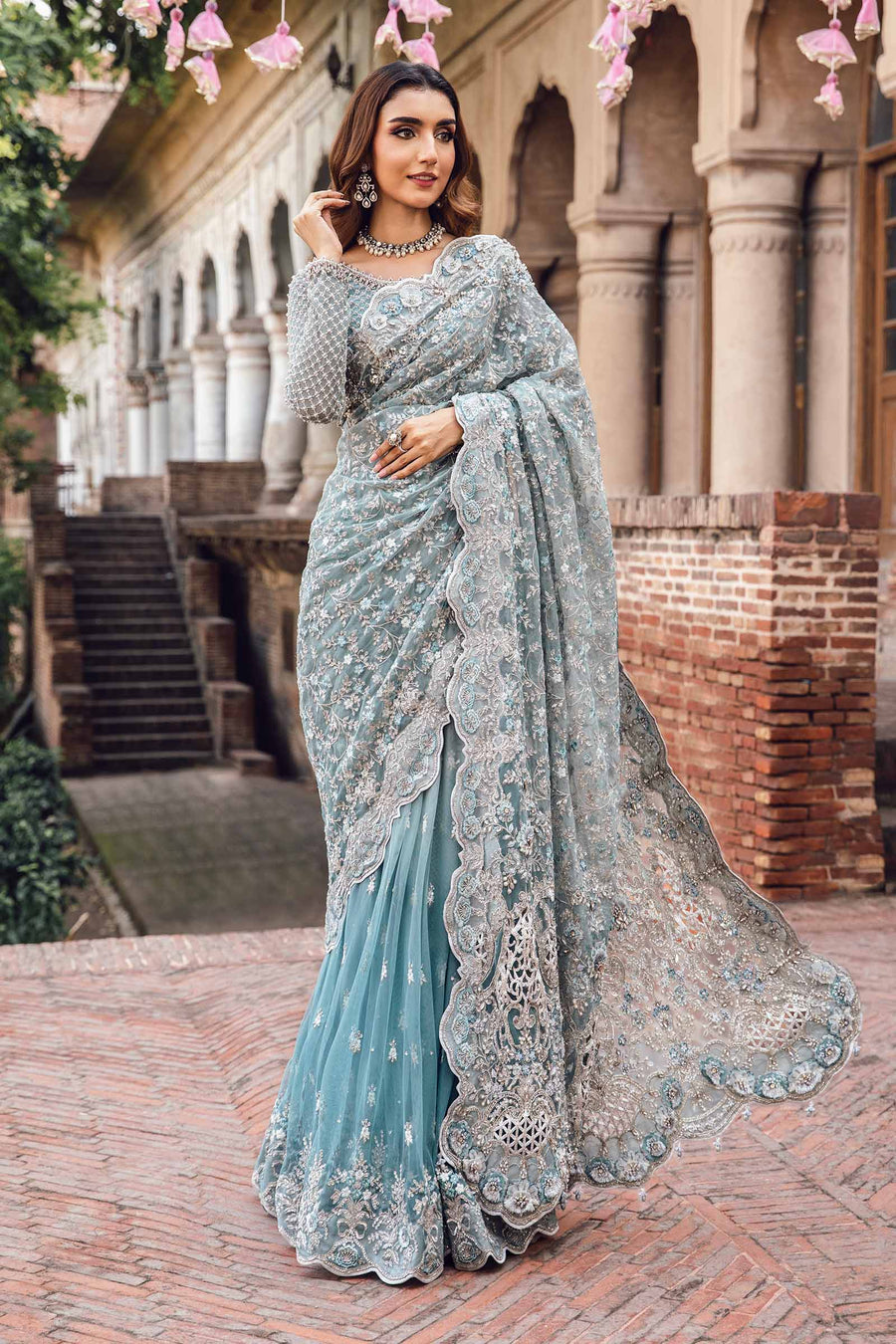 MARIA B | PREMIUM HAND EMBELLISHMENTE EMBROIDERED NET SAREE
