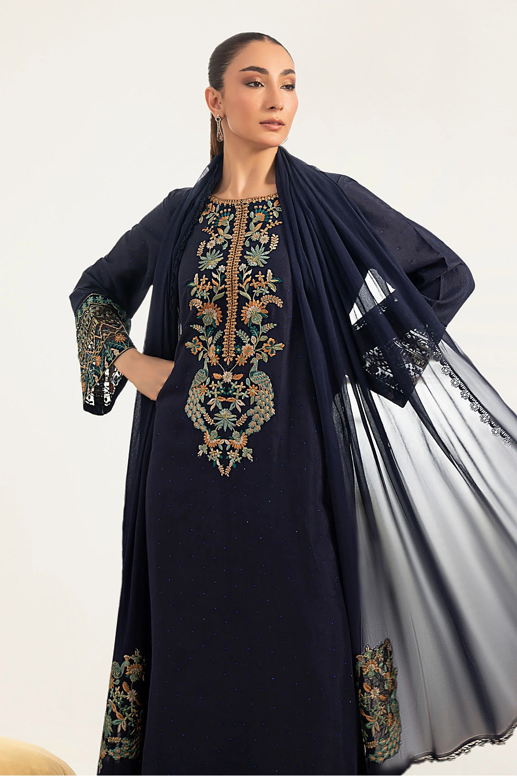 Zarmina – Maria.B Inspired Navy Chiffon Suit