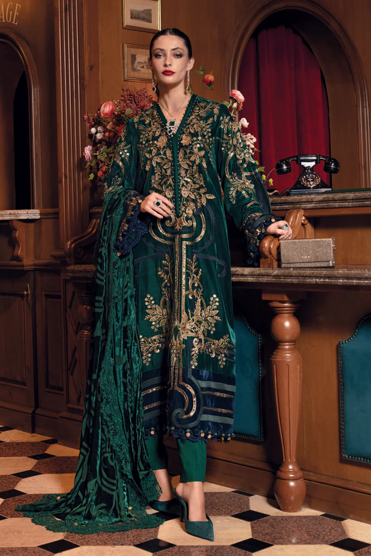 Luxe by Maria B Unstitched Embroidered Velvet 3 Piece Suit