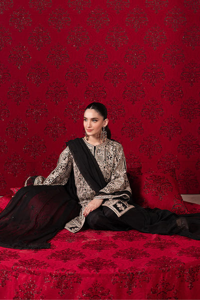 03-Piece Chiffon Suit With Thready Embroidery | Unstitched