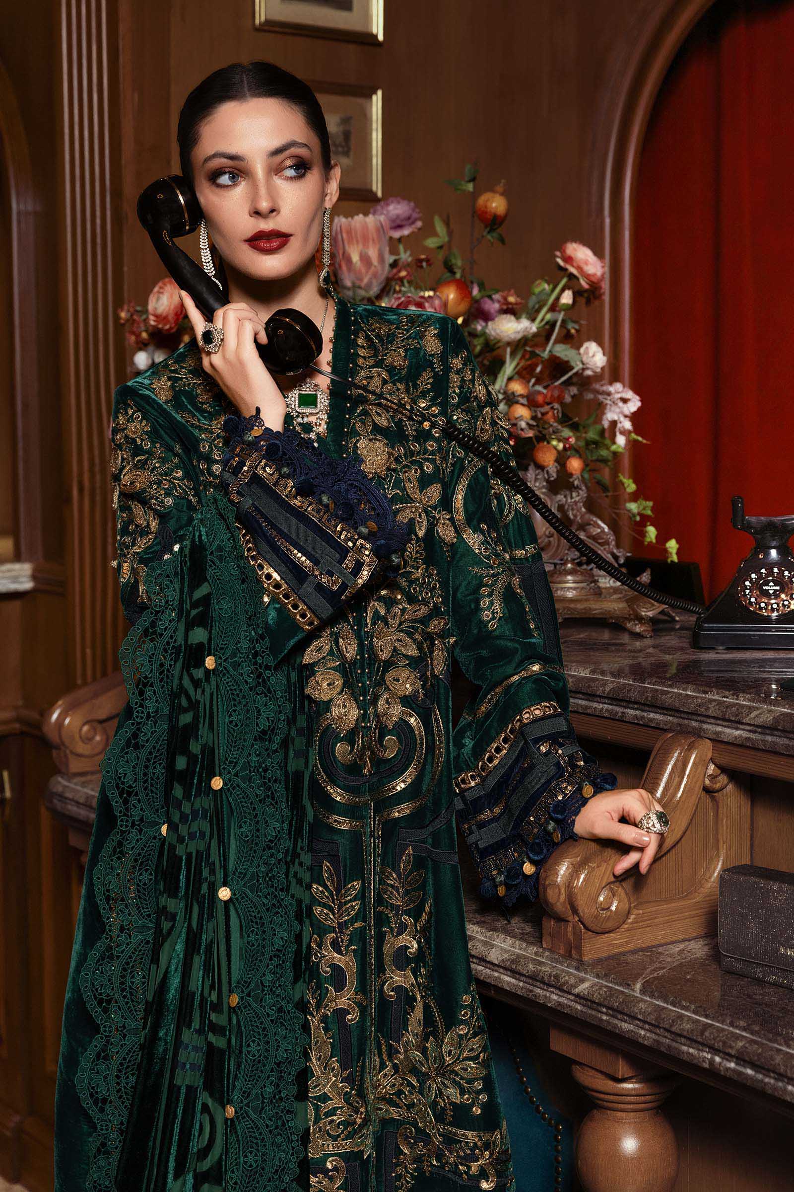 Luxe by Maria B Unstitched Embroidered Velvet 3 Piece Suit