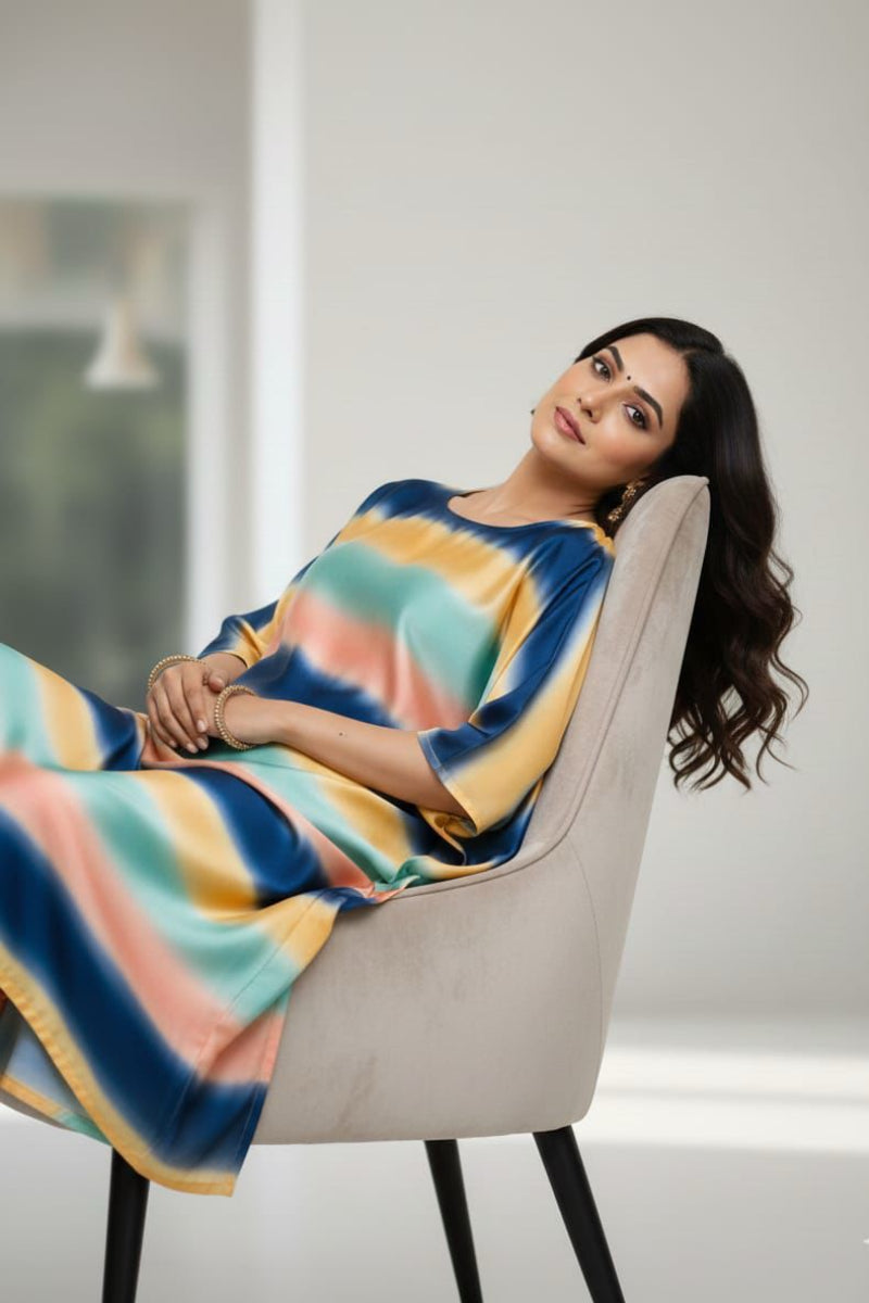 02-Piece Digital Printed Shamoze Silk Dress