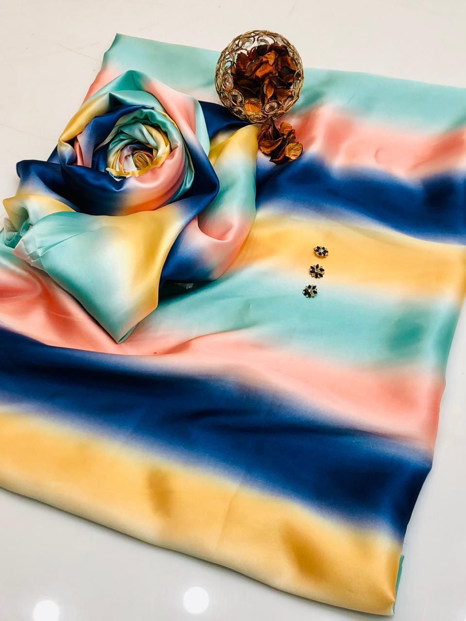 02-Piece Digital Printed Shamoze Silk Dress