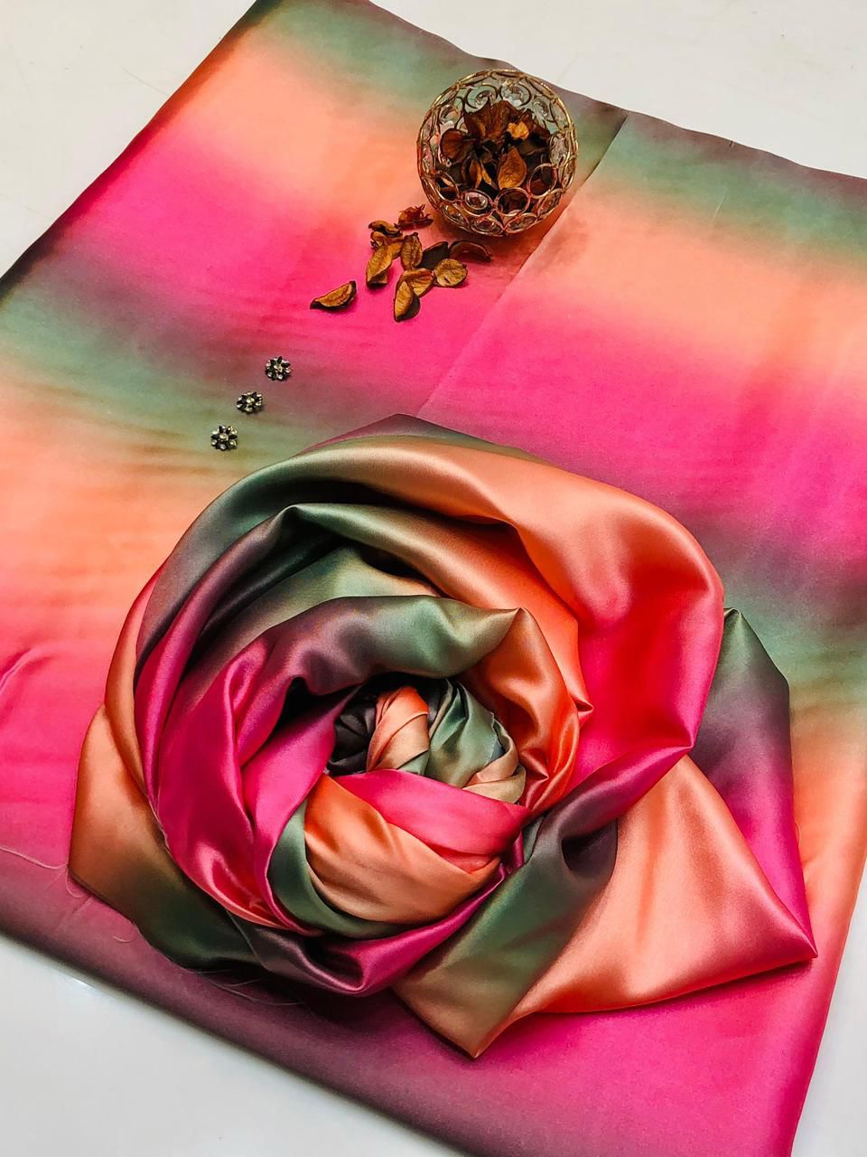 02-Piece Digital Printed Shamoze Silk Dress