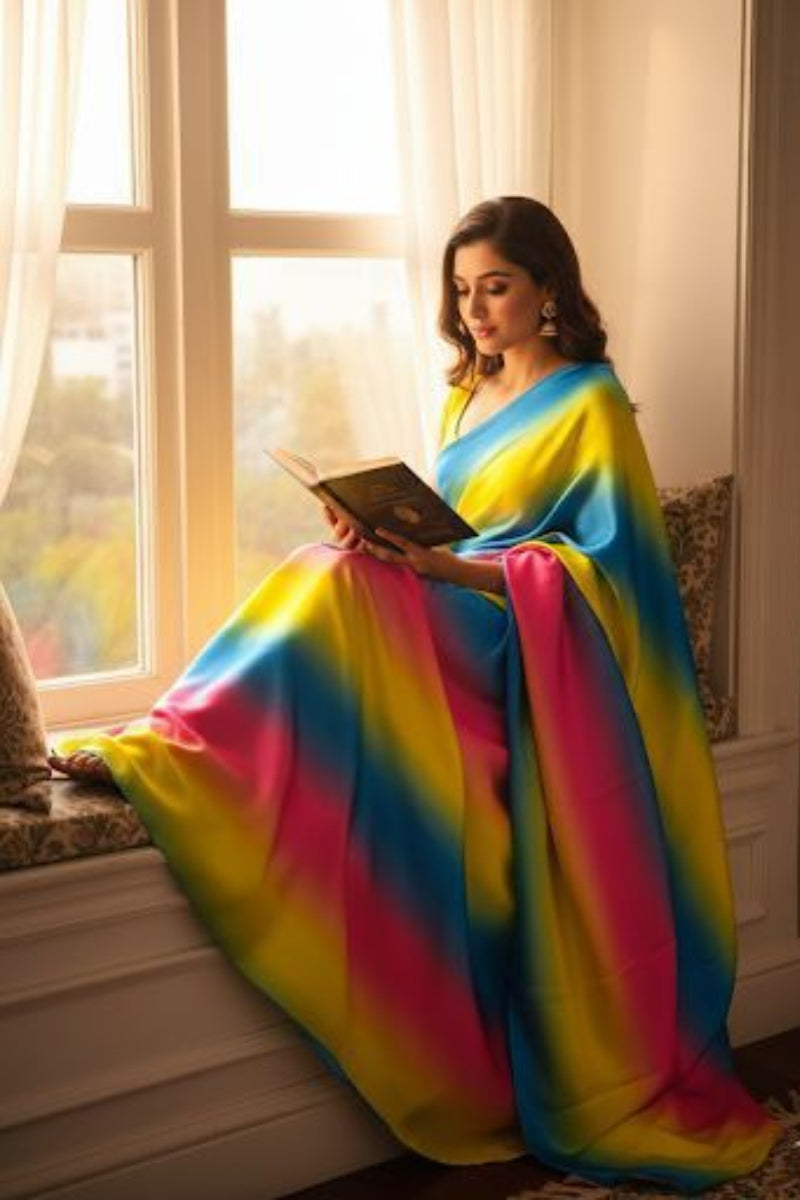 02-Piece Digital Printed Shamoze Silk Dress - Kapra Collection