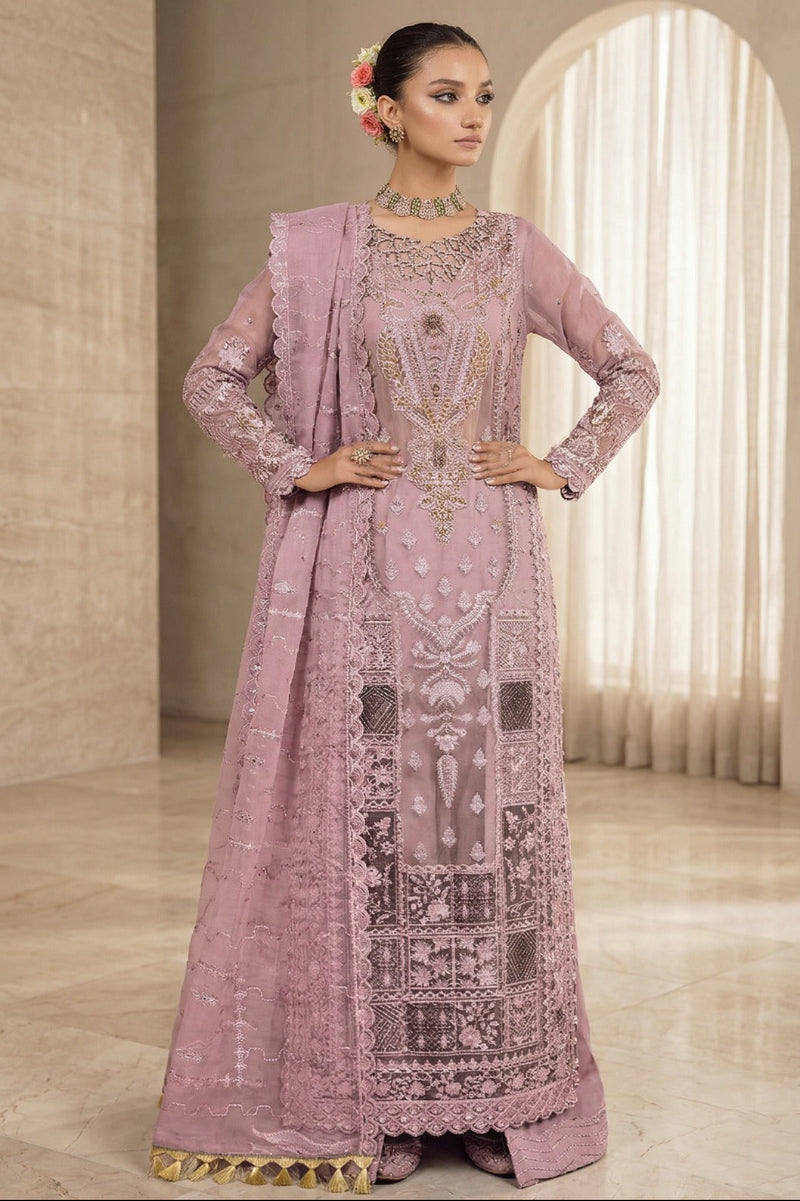 03-Piece Organza Suit With Embroidery - Unstitched - Kapra Collection