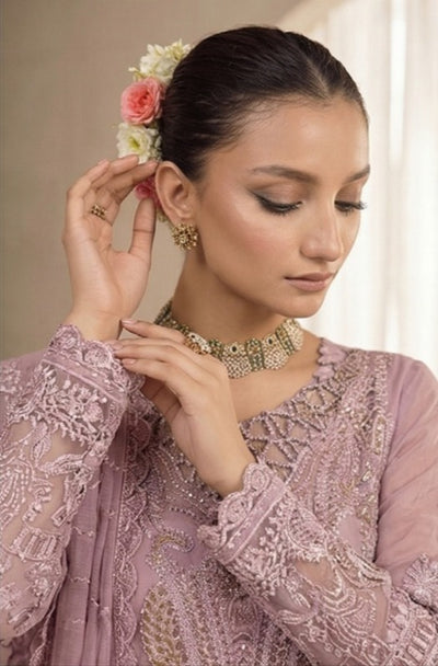 03-Piece Organza Suit With Embroidery - Unstitched - Kapra Collection