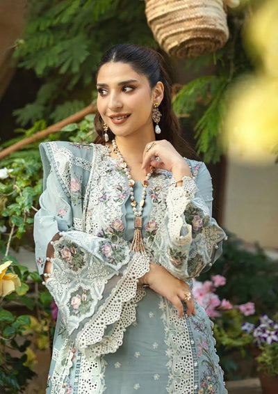 03-Piece Embroidered Lawn Suit With Net Dupatta | Unstitched