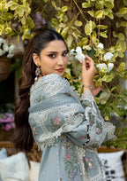 03-Piece Embroidered Lawn Suit With Net Dupatta | Unstitched