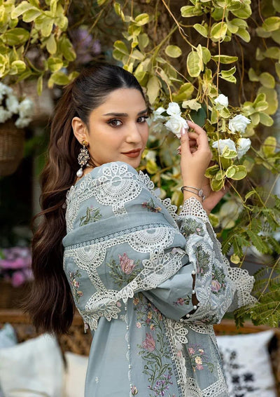 03-Piece Embroidered Lawn Suit With Net Dupatta | Unstitched