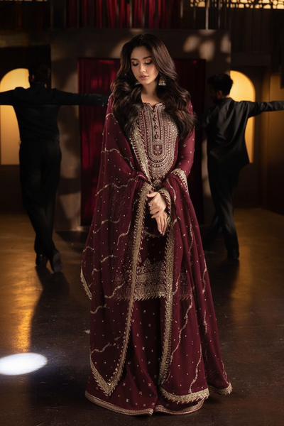 03-Piece Chiffon Suit With Embroidery | Unstitched