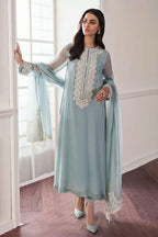 03-Piece Chiffon Suit With Hand Embellished Adda Work | Unstitched