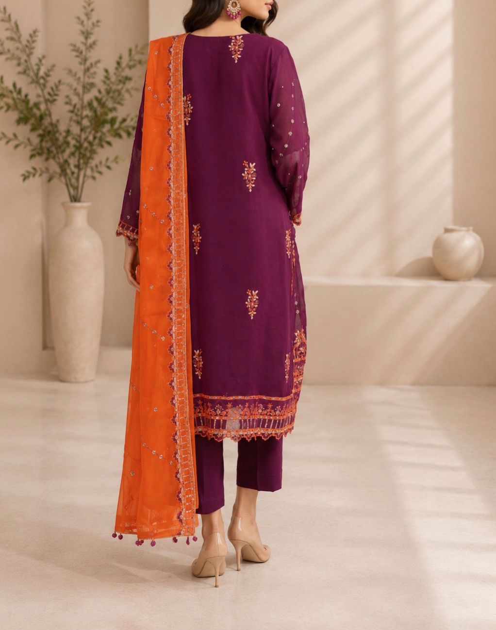 03-Piece Chiffon Suit With Embroidery | Unstitched