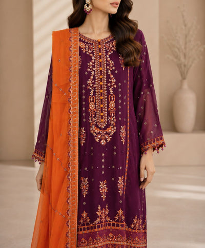 03-Piece Chiffon Suit With Embroidery | Unstitched