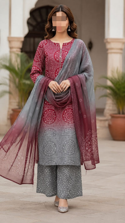 Maha – Crimson Ash Shamoze Silk Suit