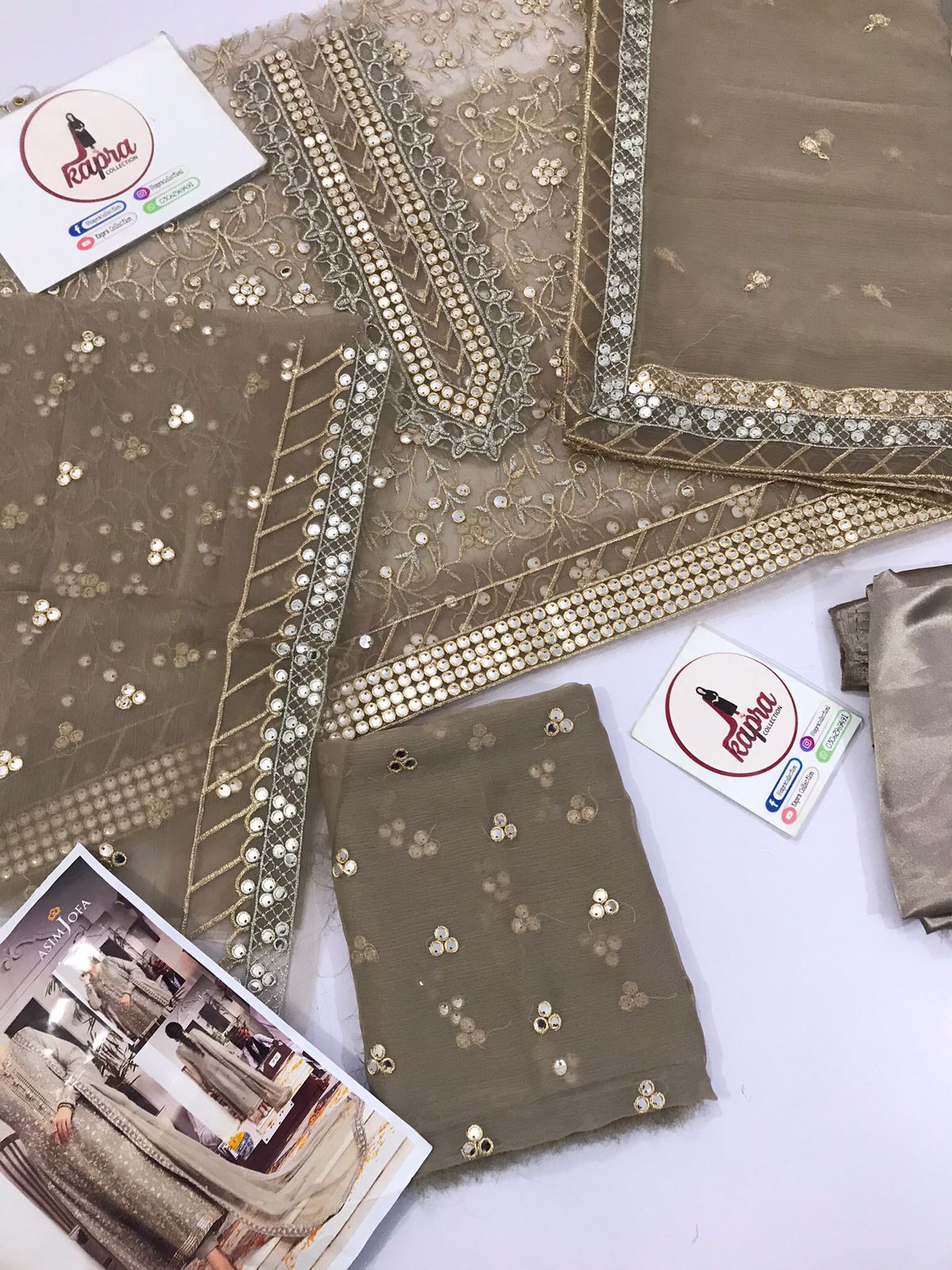 Asim jofa chiffon 9mm seq replica suit - Kapra Collection