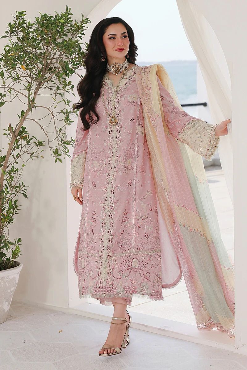 03-Piece Embroidered Lawn Suit With Jacquard Dupatta | Unstitched