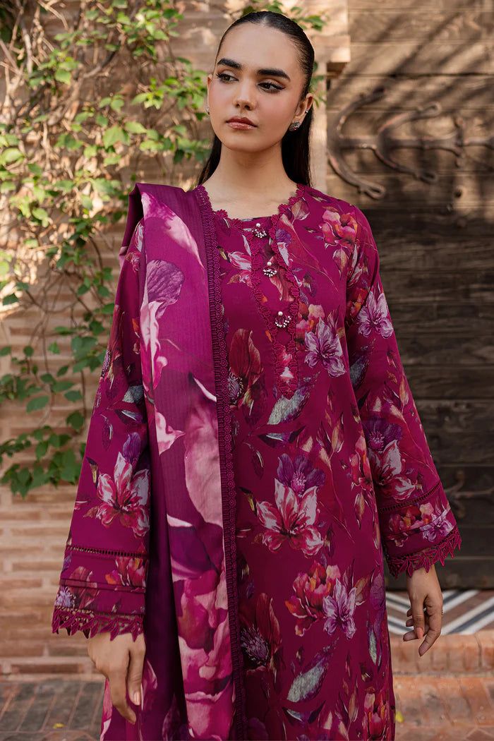3-piece unstitched digital printed lawn suit typically refers to a traditional outfit set made from high-quality lawn fabric, - Kapra Collection