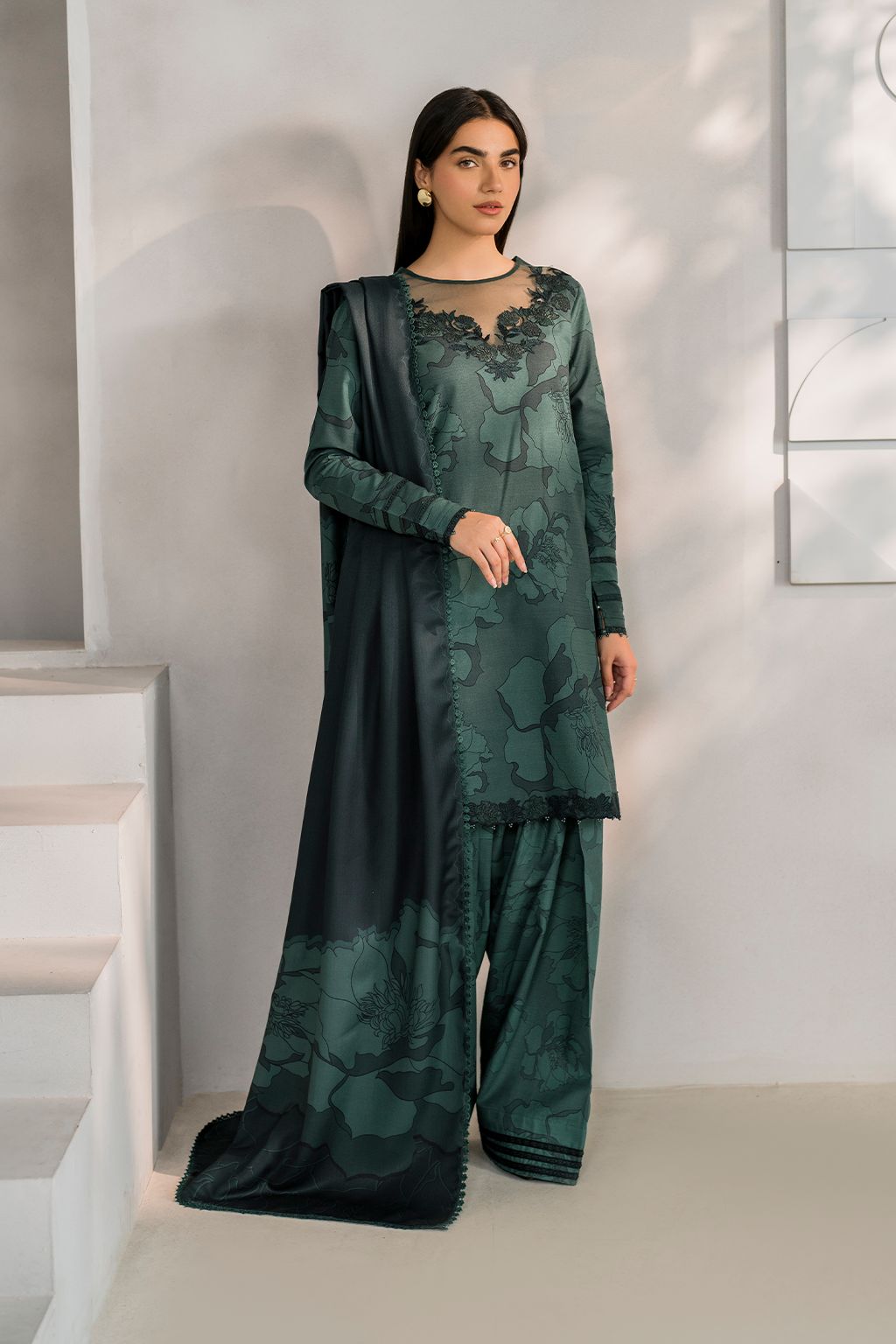 Green Lawn 3Piece Digital Printed Unstitched Dress