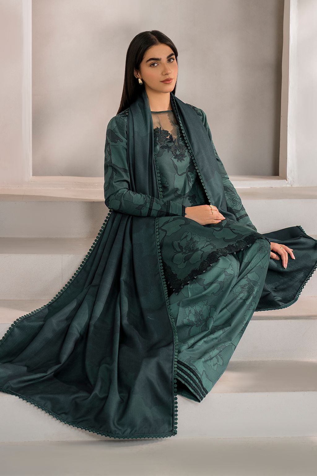 Green Lawn 3Piece Digital Printed Unstitched Dress