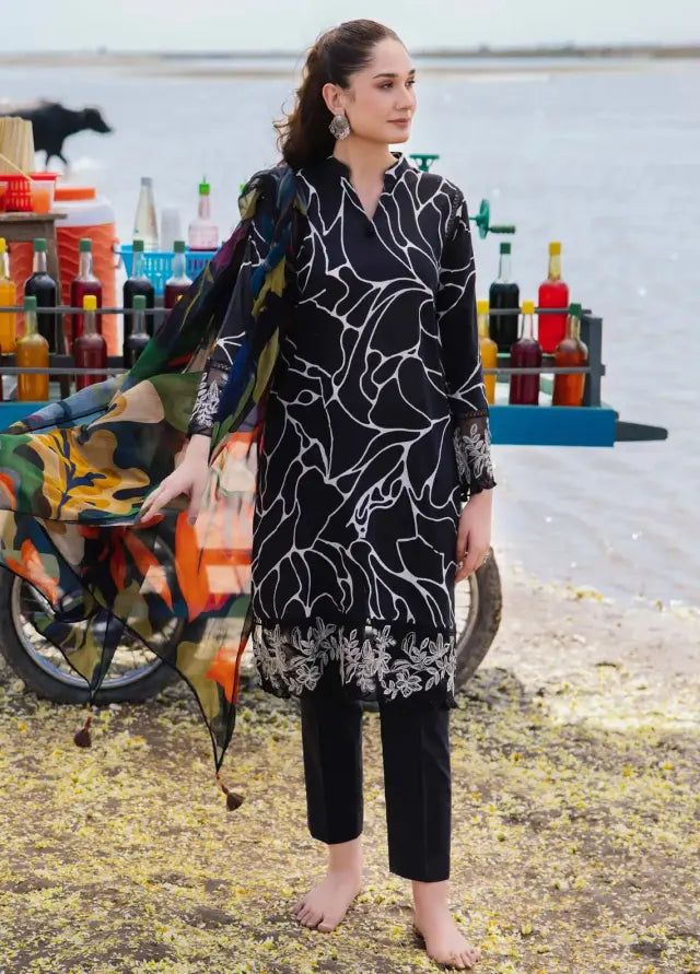 Lawn summer collection 3 piece unstitched digital printed suit - Kapra Collection