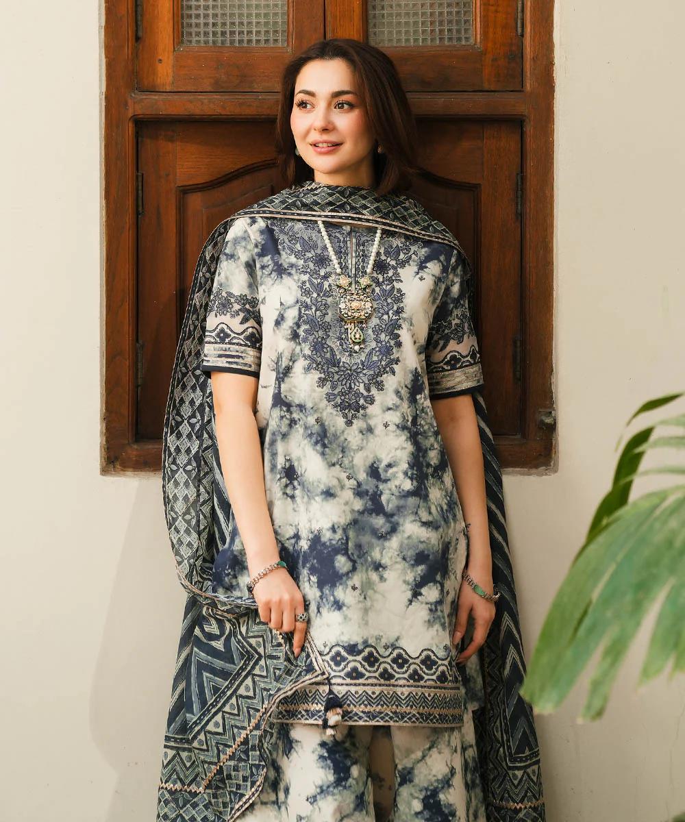 Sapphire White Digital Printed Lawn Collection - Kapra Collection