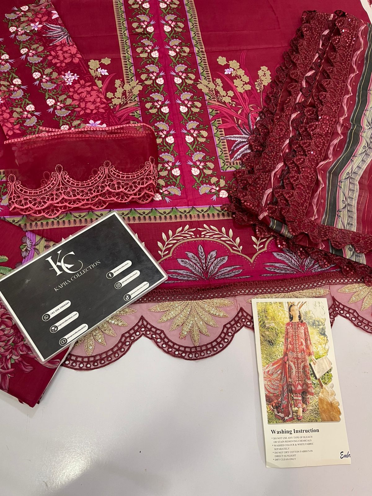 M print mehroon lawn unstitched