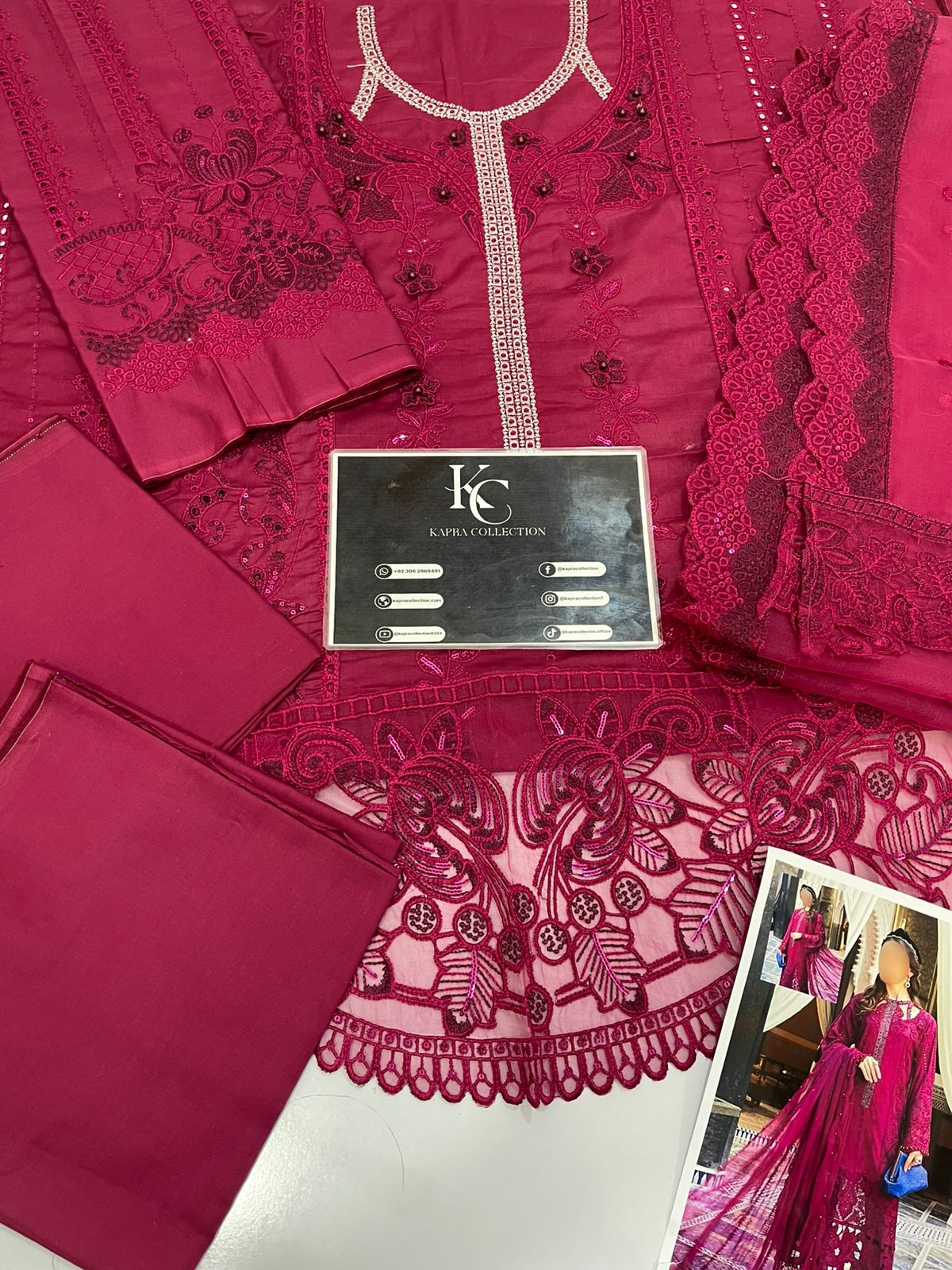 Maria b burgundy chikan replica Dre’s - Kapra Collection