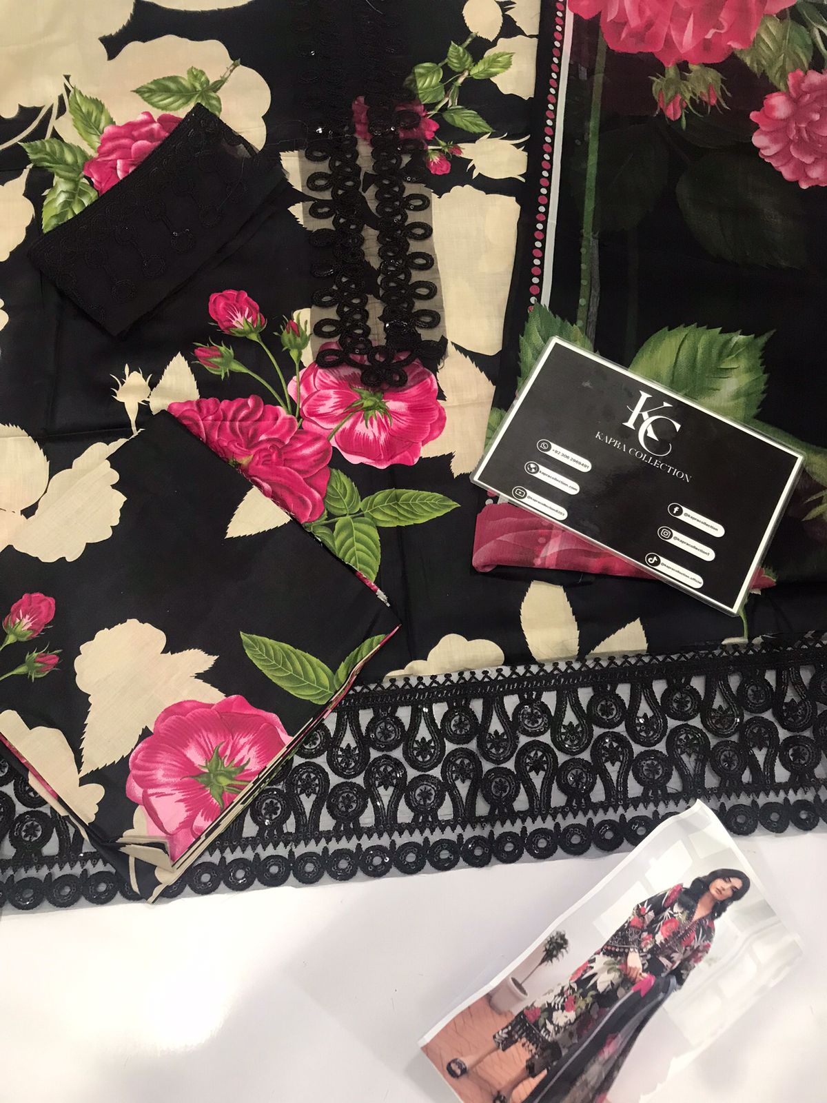 3 piece unstitched lawn digital printed suit - Kapra Collection