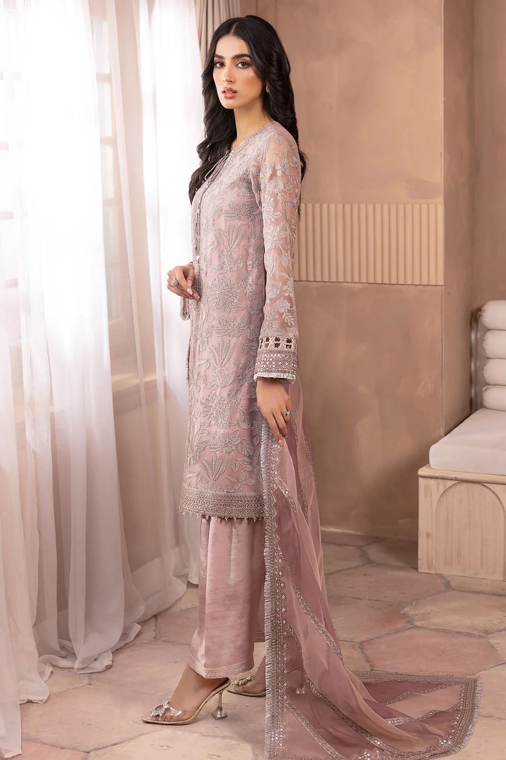 Organza fromal dress unstitched by Kapra collection - Kapra Collection