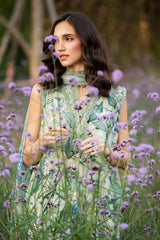 Maria b green chikan digital printed replica - Kapra Collection