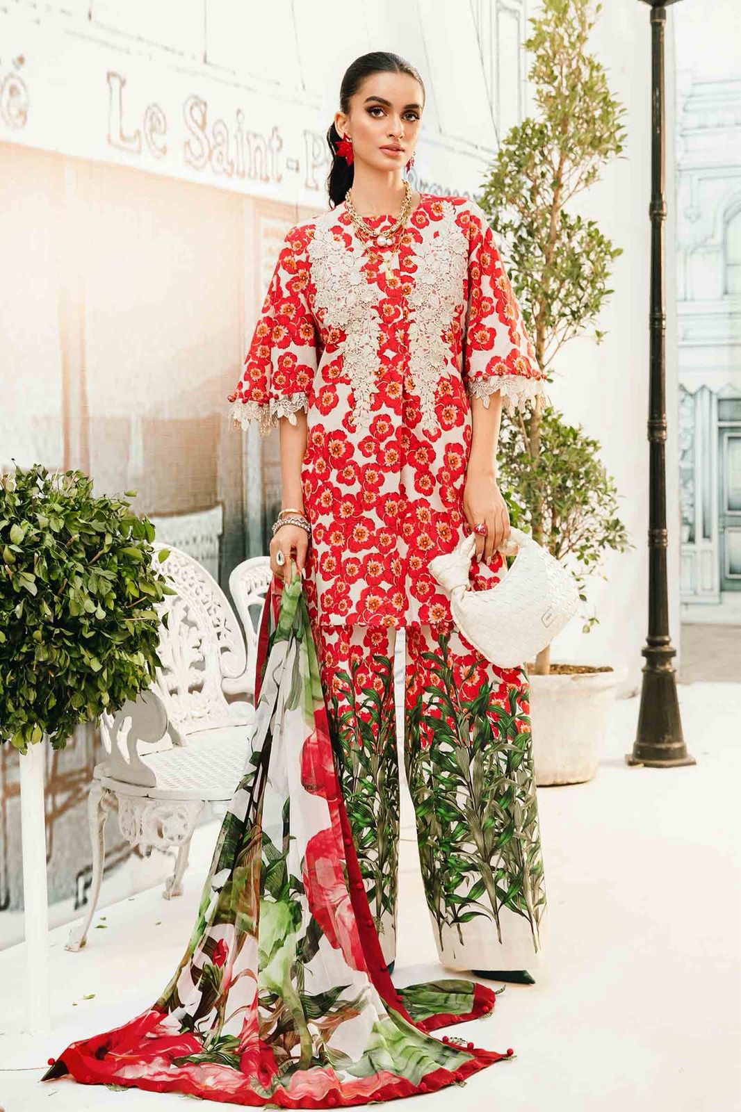 Lawn 3Piece Digital Printed Unstitched Dress - Kapra Collection